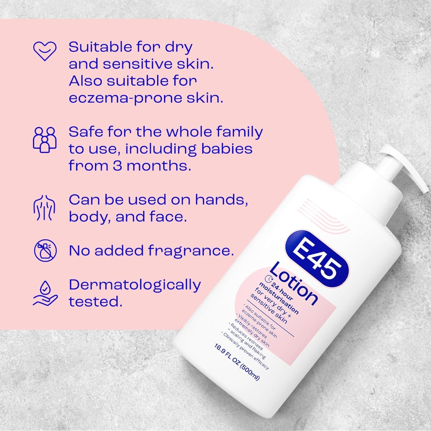 Moisturising Lotion 500 Ml for Dry & Sensitive Skin - Long-Lasting Hydration Protect from Dryness, Reduce Redness - Dermatological Body Moisturiser Lotion - Body Lotion - Daily Moisturiser