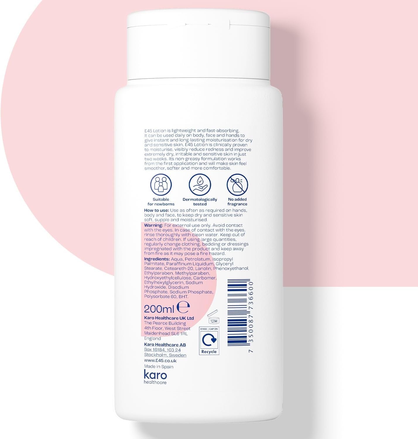 Moisturising Lotion 200 Ml, Daily Body Moisturiser for Dry & Sensitive Skin, Long-Lasting Hydration to Soothe, Protect & Restore Softness